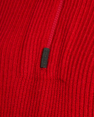 Brunello Cucinelli Red Quarter Zip Ribbed Cashmere Jumper Size S (UK 8)