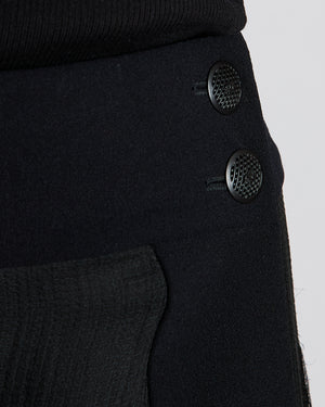 Chanel 02/P Navy and Black Silk Midi Skirt with CC Button Detail Size FR 40 (UK 12)