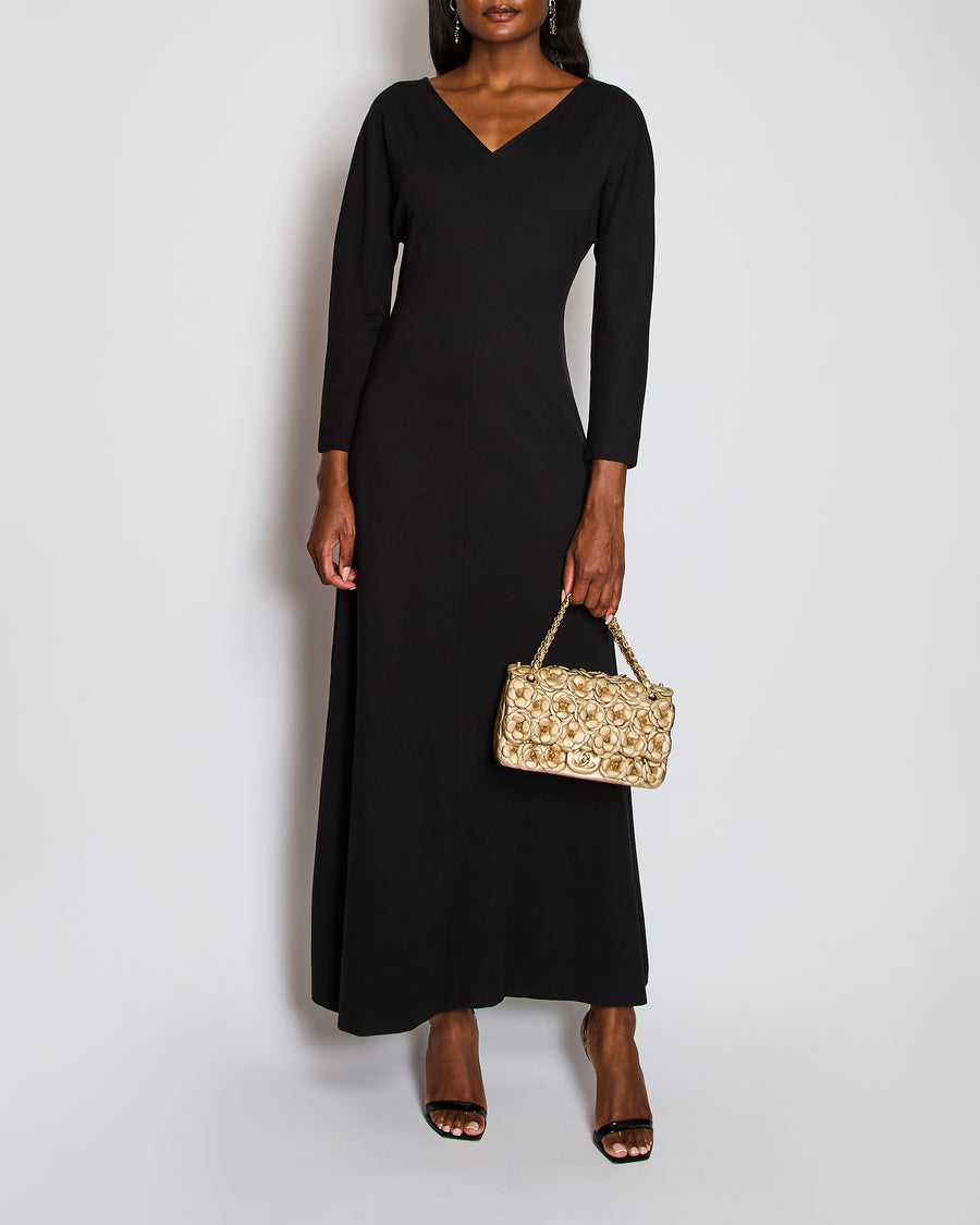 The Row Black V-Neck Long Sleeve Maxi Dress Size M (UK 10)