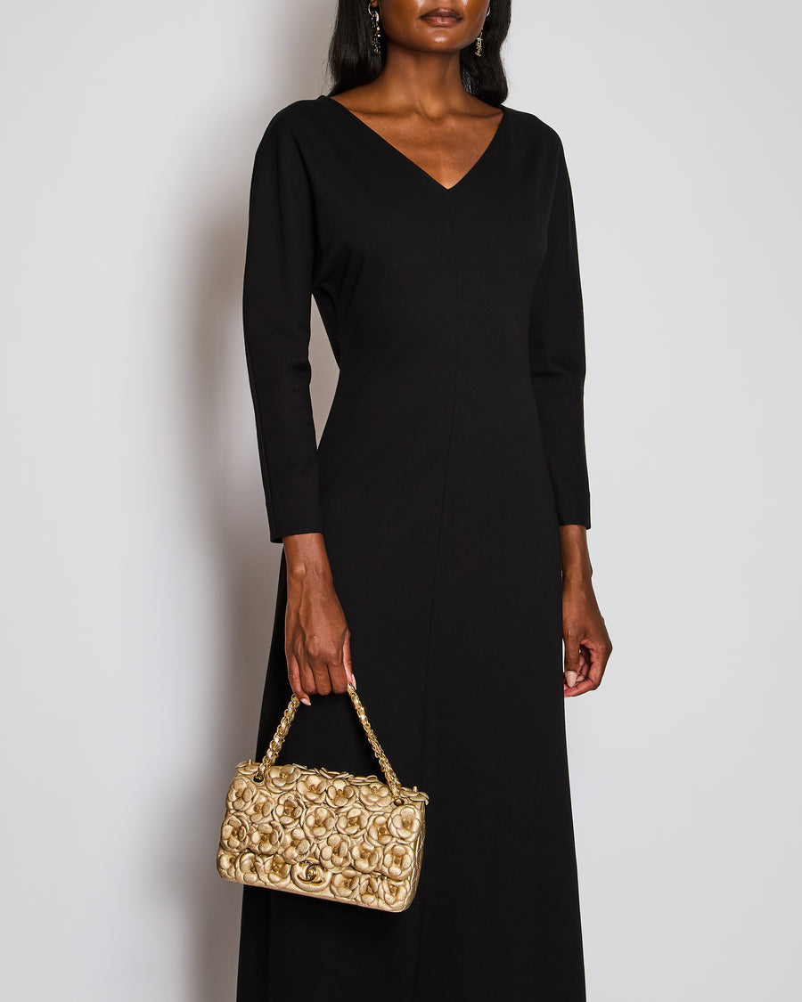 The Row Black V-Neck Long Sleeve Maxi Dress Size M (UK 10)