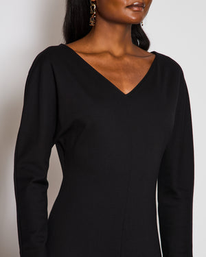 The Row Black V-Neck Long Sleeve Maxi Dress Size M (UK 10)