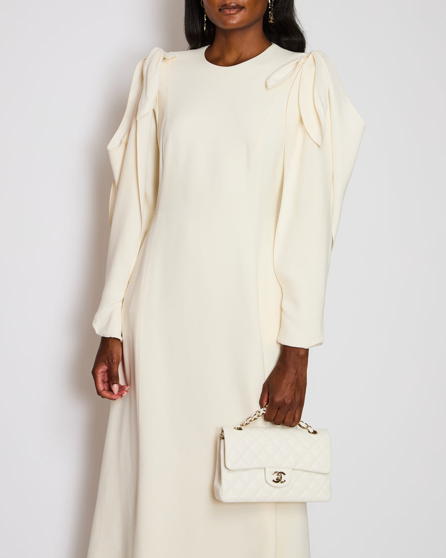 Gabriela Hearst Ivory Open-Sleeve Maxi Dress with Pocket Detail Size FR 40 (UK 12)