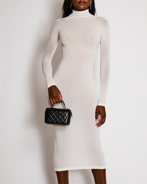 Alaïa White High-Neck Bodycon Maxi Dress Size FR 34 (UK 6)