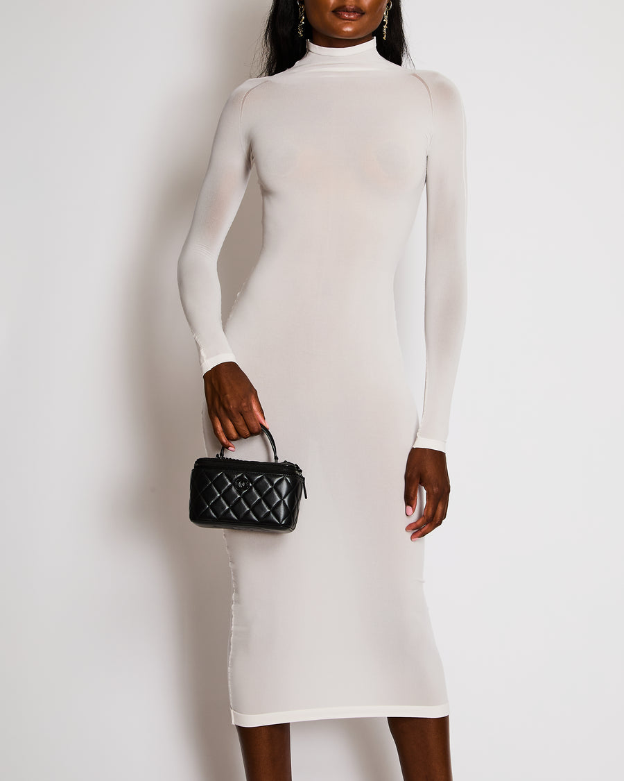 Alaïa White High-Neck Bodycon Maxi Dress Size FR 34 (UK 6)