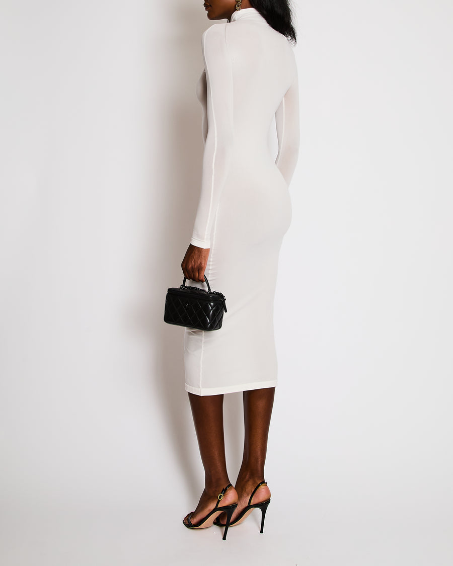 Alaïa White High-Neck Bodycon Maxi Dress Size FR 34 (UK 6)