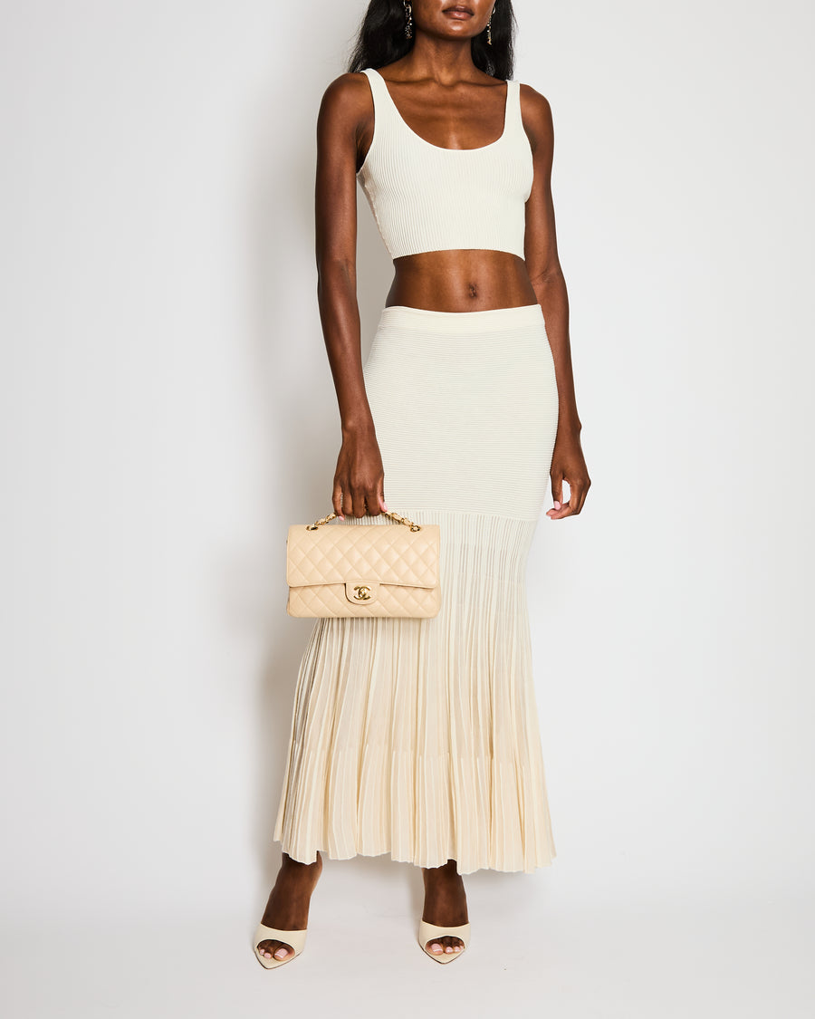 Chloé Cream Wool Knit Cropped Top and Maxi Skirt Set Size XS (UK 6)