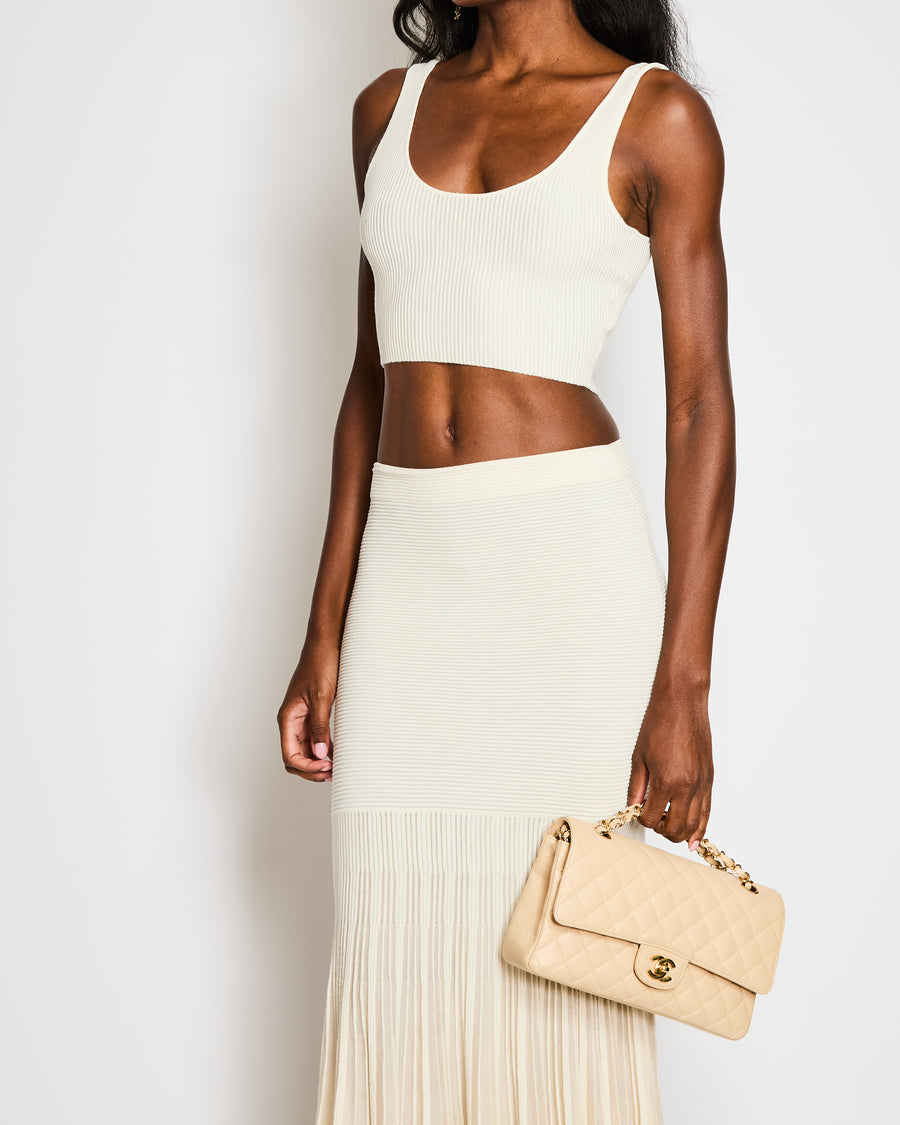 Chloé Cream Wool Knit Cropped Top and Maxi Skirt Set Size XS (UK 6)