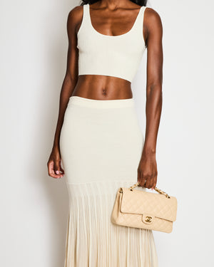 Chloé Cream Wool Knit Cropped Top and Maxi Skirt Set Size XS (UK 6)