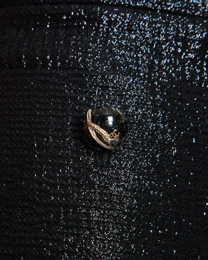 Chanel 20/A Black Iridescent Straight Leg Trouser with CC Button Detail Size FR 34 (UK 6)