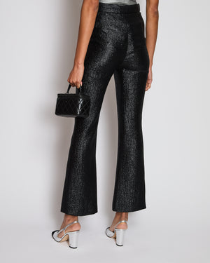 Chanel 20/A Black Iridescent Straight Leg Trouser with CC Button Detail Size FR 34 (UK 6)