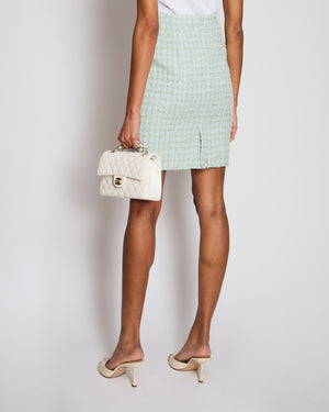 Chanel 20/P Turquoise and Gold Tweed Iridescent Skirt with Pockets and CC Button Detail FR 34 (UK 6) RRP £2100