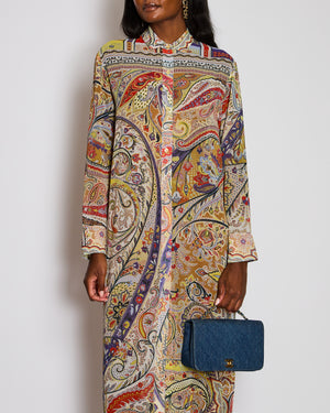Etro Red Paisley Print Long Sleeve Dress with Split Detail Size IT 42 (UK 10)
