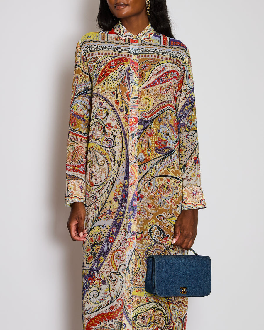 Etro Red Paisley Print Long Sleeve Dress with Split Detail Size IT 42 (UK 10)
