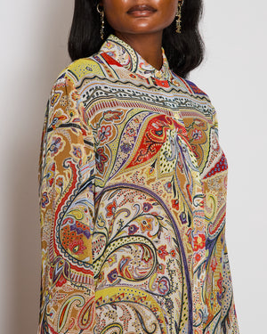 Etro Red Paisley Print Long Sleeve Dress with Split Detail Size IT 42 (UK 10)