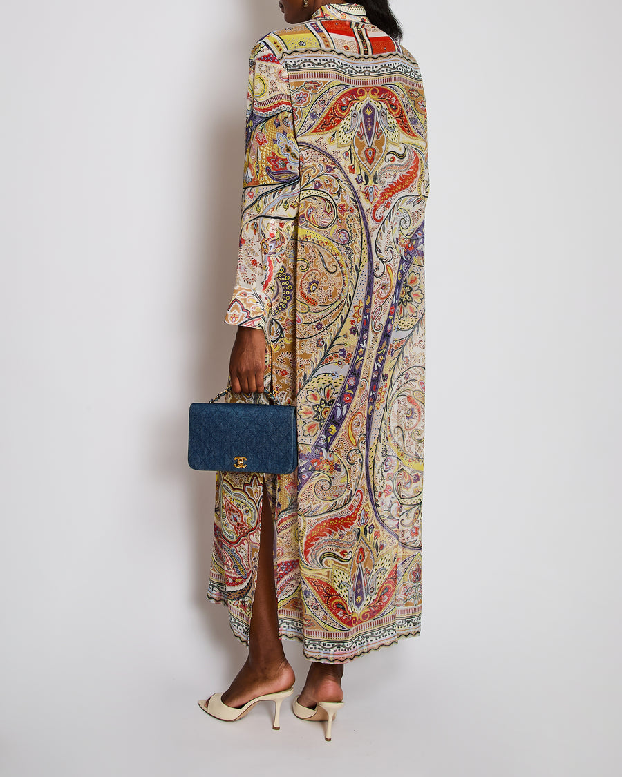 Etro Red Paisley Print Long Sleeve Dress with Split Detail Size IT 42 (UK 10)