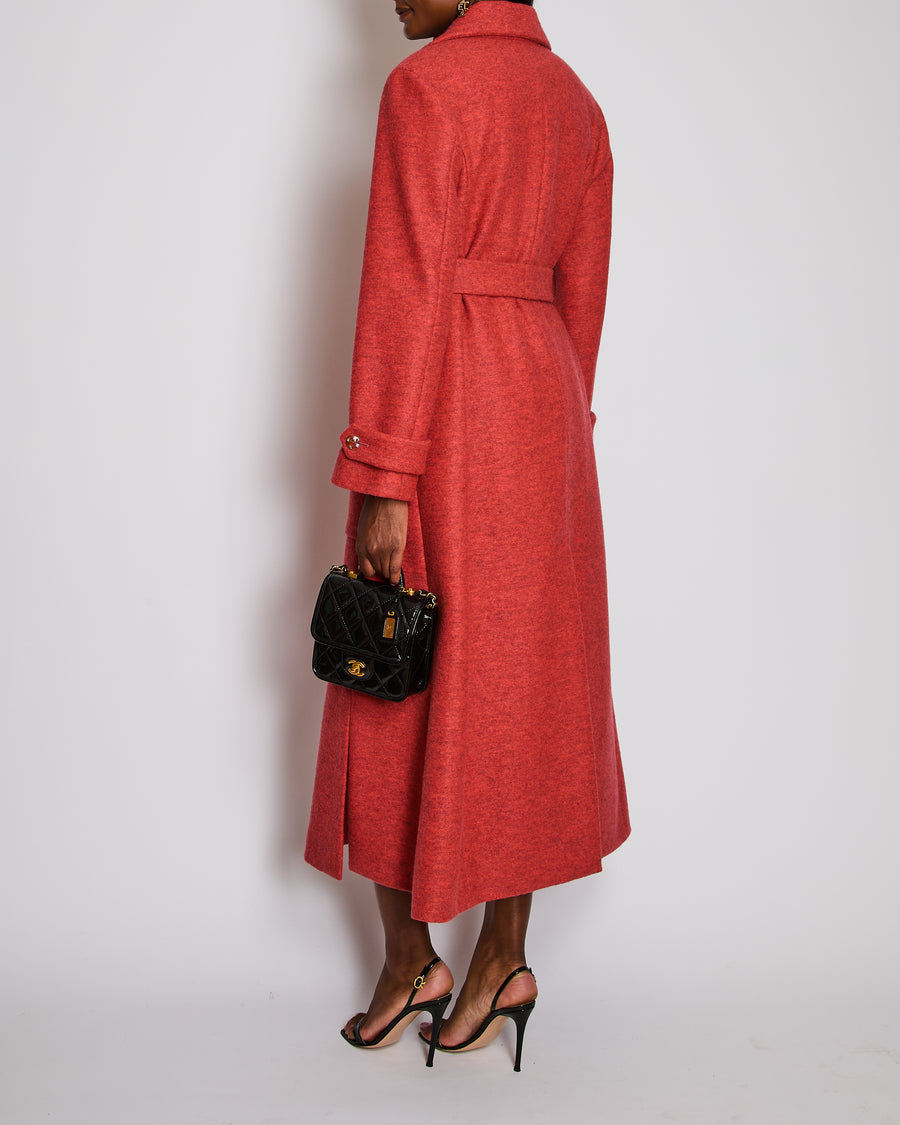 Chanel 20 Cruise Orange Belted Coat With Pockets and Embellished Buttons Size FR 38 (UK 10)
