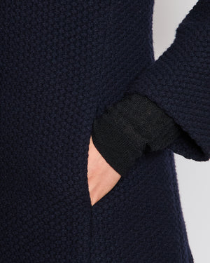 Chanel 15/A Navy Collarless Jacket With CC Button Details Size FR 38 (UK 10)