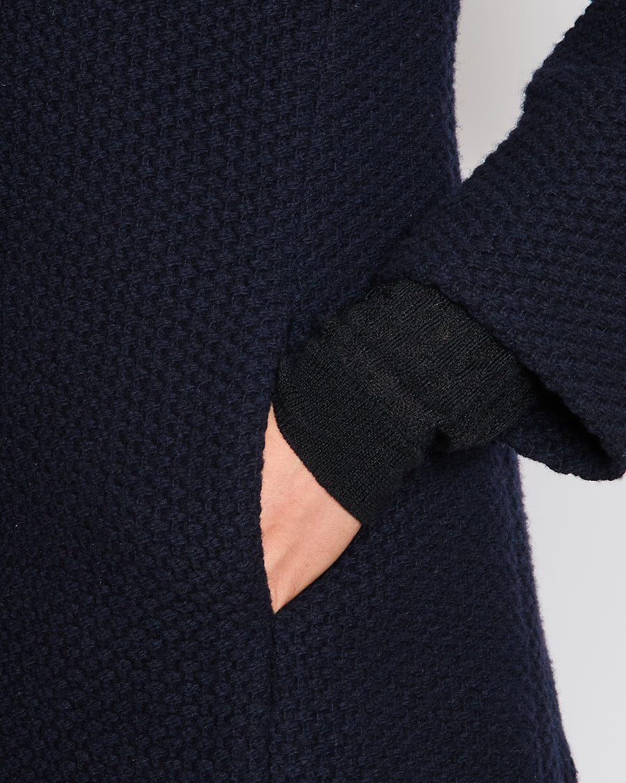 Chanel 15/A Navy Collarless Jacket With CC Button Details Size FR 38 (UK 10)