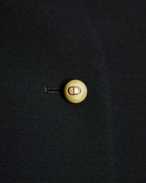 Christian Dior Black Wool and Silk Blend Jacket with Pearl CD Logo Buttons Size FR 34 (UK 6) RRP £3,500