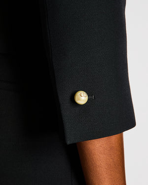 Christian Dior Black Wool and Silk Blend Jacket with Pearl CD Logo Buttons Size FR 34 (UK 6) RRP £3,500