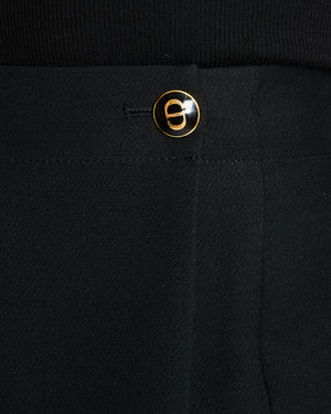 Christian Dior Black Wool and Silk Blend Mini Skort with Black and Gold CD Logo Button Detail Size FR 36 (UK 8) RRP £1,600