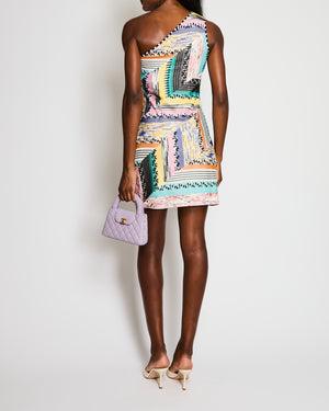Missoni Multicolour One-Shoulder Geometric Zig-Zag Pattern Mini Dress Size IT 36 (UK 4)