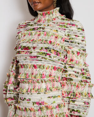 Zimmermann White Floral Lace Tiered Two-Piece Set Size 0 (UK 8)