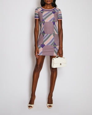 Missoni Purple and Orange Short Sleeve Geometric Print Dress Size IT 38 (UK 6)