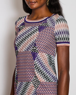 Missoni Purple and Orange Short Sleeve Geometric Print Dress Size IT 38 (UK 6)