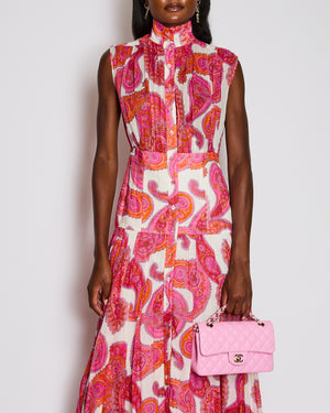 Zimmermann Pink Sleeveless Paisley Print Button Down Dress Size 1 (UK 10)