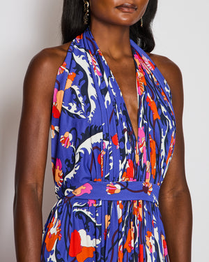 Pucci Blue Halter Neck Floral Print Dress Size IT 40 (UK 8)