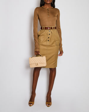 Saint Laurent Brown Long Sleeve Henley Bodysuit Size S (UK 8)