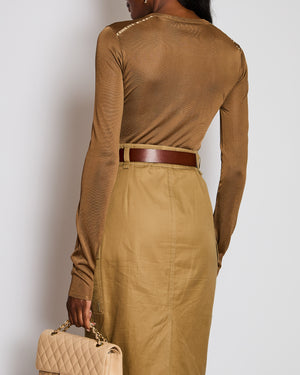 Saint Laurent Brown Long Sleeve Henley Bodysuit Size S (UK 8)