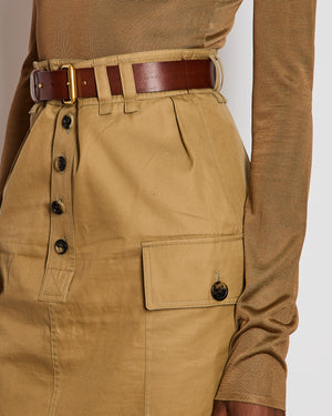 Saint Laurent Brown Belted Button Down Skirt with Pocket Detail Size FR 36 (UK 8)