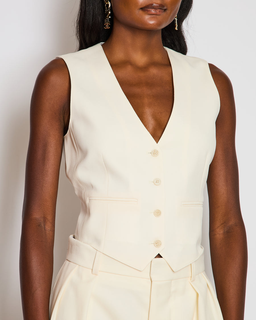 Wardrobe NYC Cream Button Down Waist Coat Size M (UK 10)