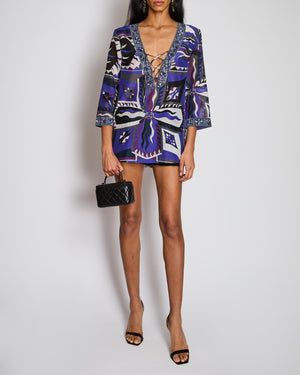 Emilio Pucci Purple Long Sleeve Shirt with Tie Detail Size IT 44 (UK 12)