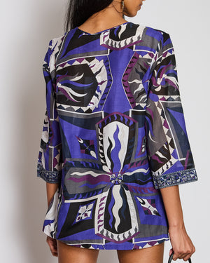 Emilio Pucci Purple Long Sleeve Shirt with Tie Detail Size IT 44 (UK 12)