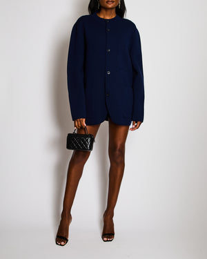Berluti Navy Collarless Button Down Wool Jacket Size XL (UK 14)