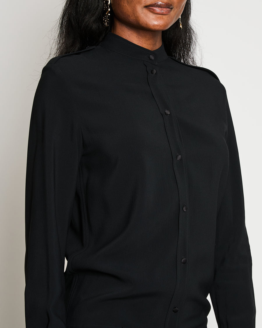 Celine Black Long Sleeve Jumpsuit with Button Details and Shoulder Epaulettes Size FR 38 (UK 10)