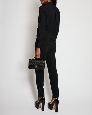 Celine Black Long Sleeve Jumpsuit with Button Details and Shoulder Epaulettes Size FR 38 (UK 10)