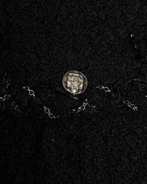 Chanel Fall 2007 Black Jacket with Chain and CC Logo Button Detail Size FR 42 (UK 14)