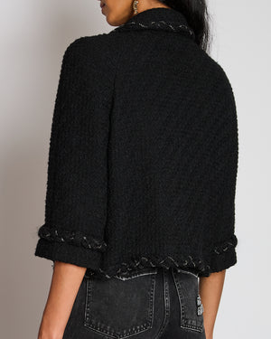 Chanel Fall 2007 Black Jacket with Chain and CC Logo Button Detail Size FR 42 (UK 14)