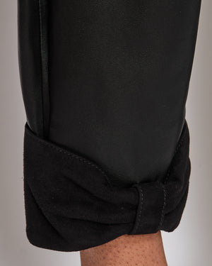 Chanel 23/P Black Leather Trousers with Suede Bow Ankle Detail Size FR 36 (UK 8)