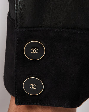 Chanel 23/P Black Leather Trousers with Suede Bow Ankle Detail Size FR 36 (UK 8)