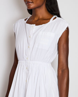 Miu Miu White Button Down Midi Dress with Pleated Skirt Size IT 38 (UK 6)
