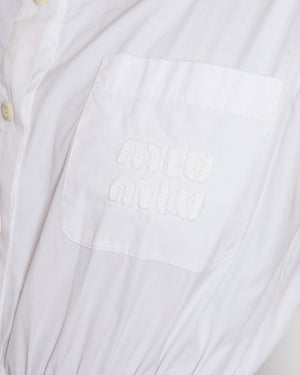 Miu Miu White Button Down Midi Dress with Pleated Skirt Size IT 38 (UK 6)