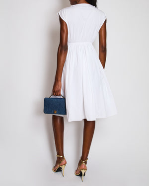 Miu Miu White Button Down Midi Dress with Pleated Skirt Size IT 38 (UK 6)