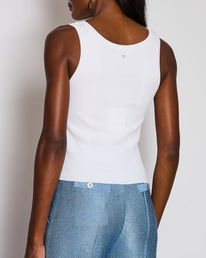 Chanel White Ribbed Star CC Vest Top Size FR 36 (UK 8)