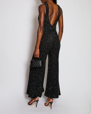 Chanel 23/K Black Knitted Jumpsuit with Pocket and CC Flower Button Detail Size FR 34 (UK 6)