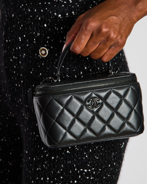 Chanel Black Small Top Handle Vanity Case in Lambskin Leather with So Black Hardware
